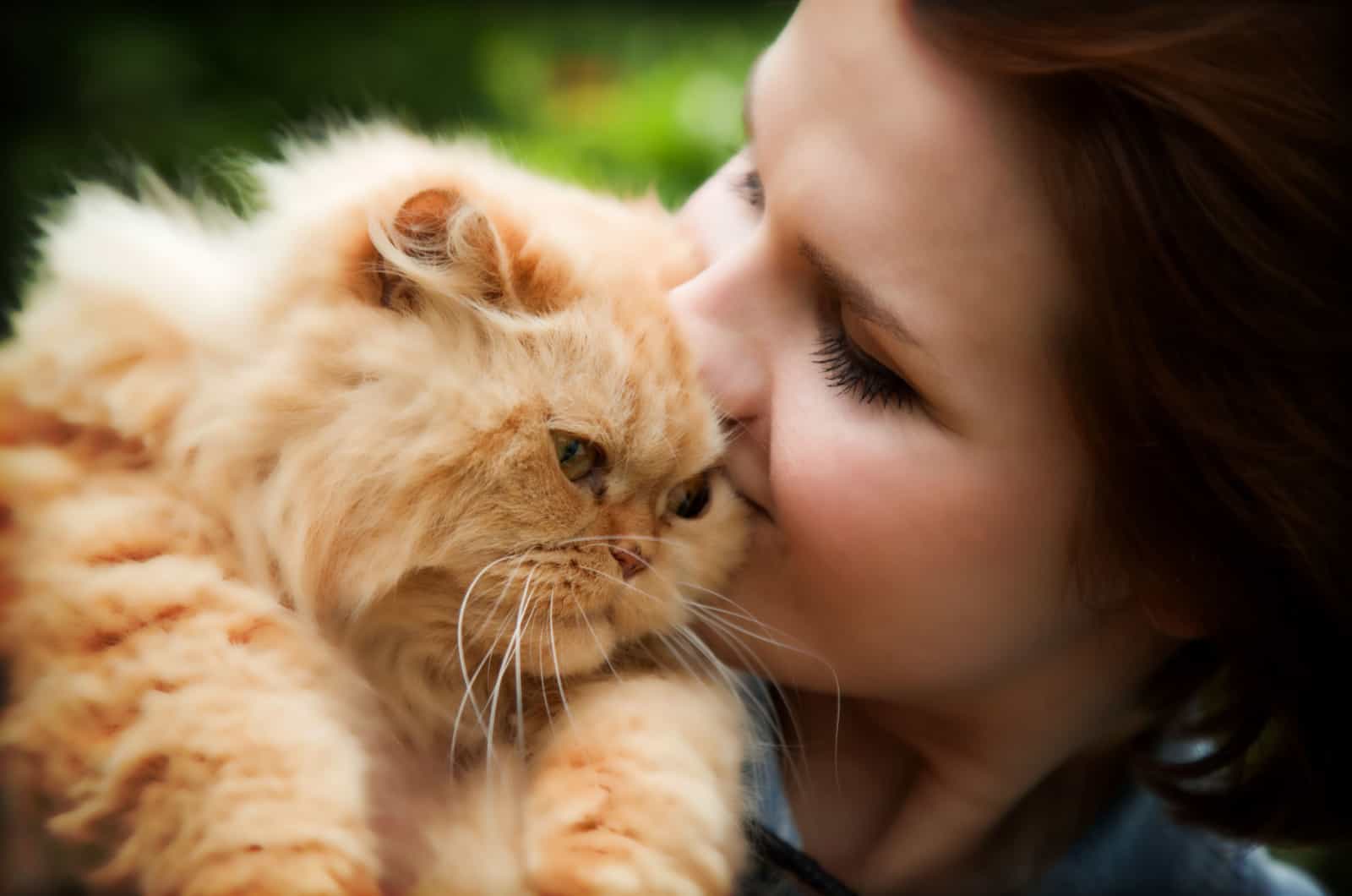 woman holding a persian cat