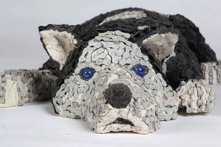 bicycle parts recycled dog