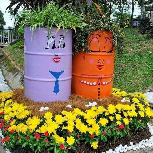 metal drum garden decor 2