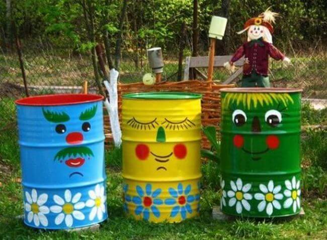 metal drum garden decor