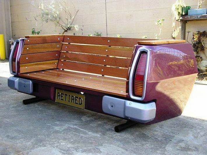 recycled automobile bench