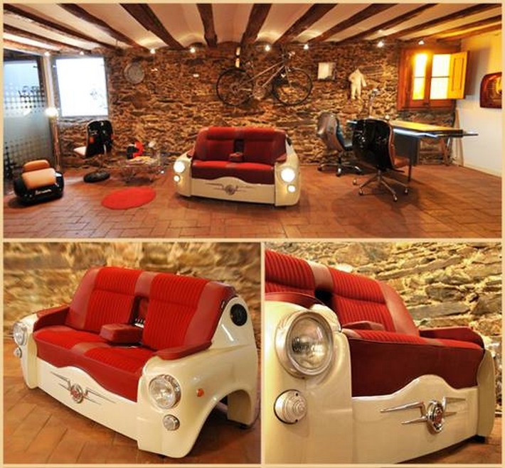 recycled car seats couch