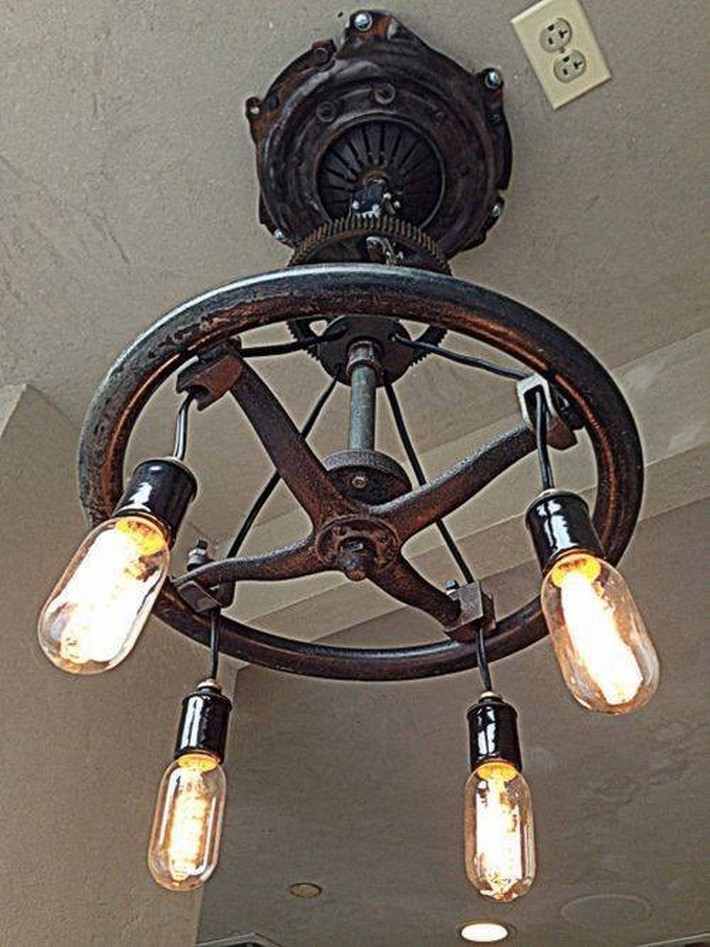 recycled industrial chandelier