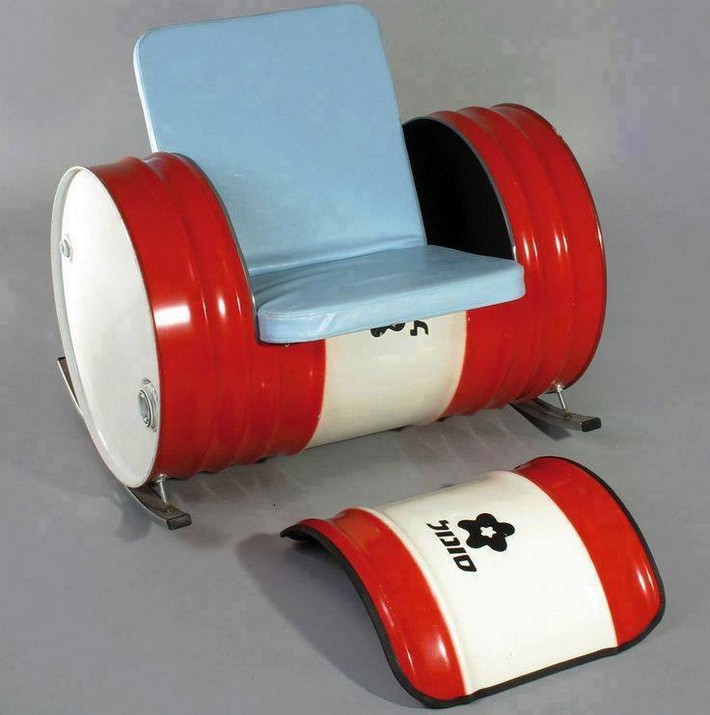 recycled metal drum seating idea