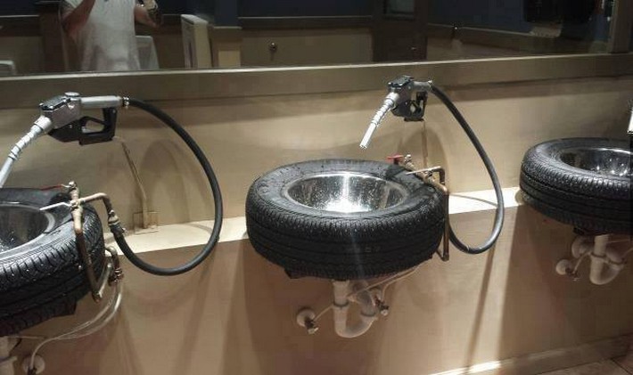 recycled used tires sinks