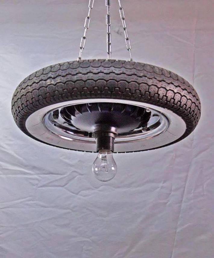 reused tire chandelier